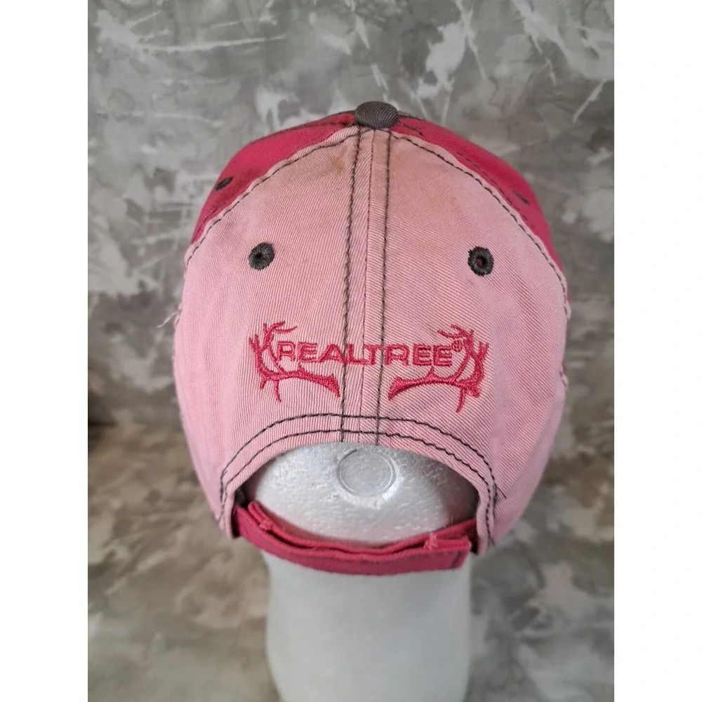 Womens Sequined Realtree Spell Out Pink Camo Hat Ball Cap